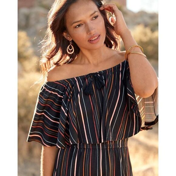 NWT Garnet Hill Off-The-Shoulder Knit Maxi Dress Size M - Picture 2 of 15